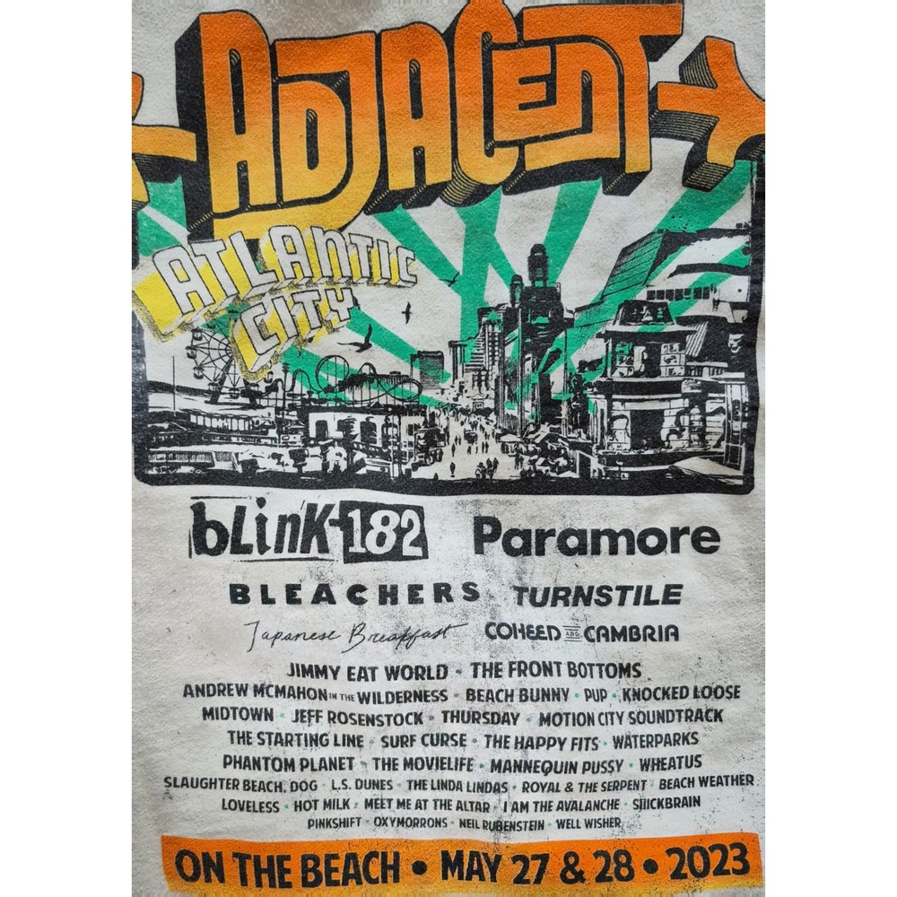 Adjacent Music Festival 2023 Hoodie Blink-182 Paramore Atlantic City Cream 2XL